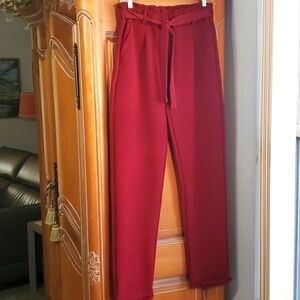 PLANET B, Women's pants, high waist with elastic and tie  2 pockets Straight leg